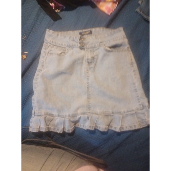 Womens Vintage Y2K Angels Mini Pleated Hem Denim Jean Skirt Size 5 - Picture 2 of 4